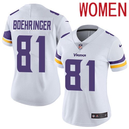Women Minnesota Vikings #81 Moritz Boehringer Nike White Vapor Limited NFL Jersey->women nfl jersey->Women Jersey